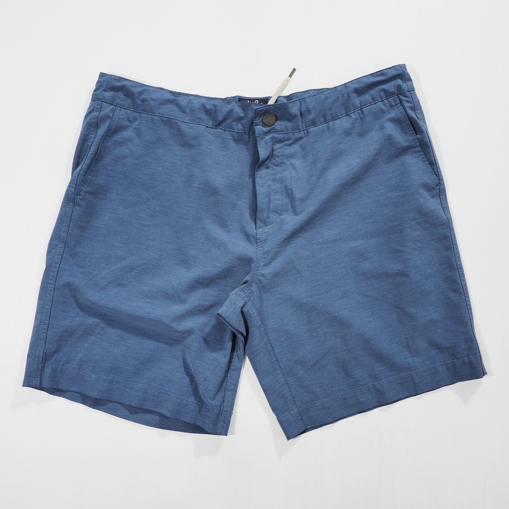 Faherty All Day Shorts Mens 36 Blue Stretch Drawstring Performance Wicking UPF